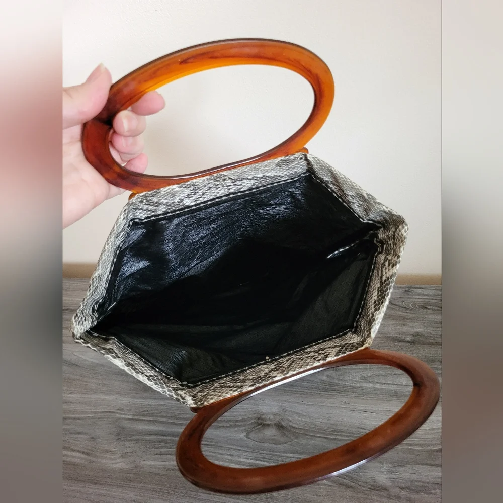 Vintage Snakeskin Foldable Vinyl Tote/Shopper Bag Dual Top Handles